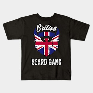 British Beard Gang - United Kingdom National Flag Beard Kids T-Shirt